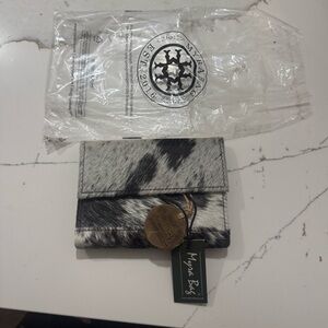 New Myra Bag Black and White Cowhide Wallet